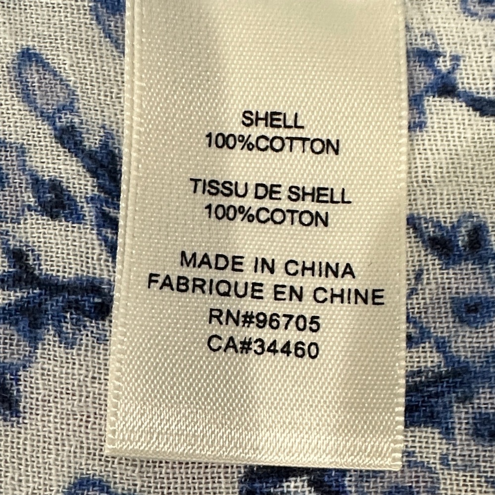 Rebecca Taylor Cotton Floral Blue White Smocked Ruffle Boho V-Neck Blouse Size 2 - Picture 9 of 10